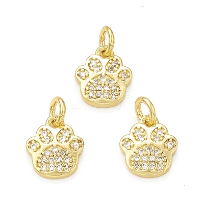Rack Plating Brass Micro Pave Clear Cubic Zirconia Charms X-KK-C011-58G-1