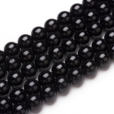 Natural Black Tourmaline Beads Strands G-L554-02-8mm-1