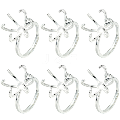 6Pcs Adjustable Brass Finger Rings Components KK-BBC0021-26-1