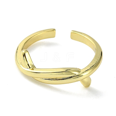 Rack Plating Brass Knot Open Cuff Ring RJEW-K243-02G-1