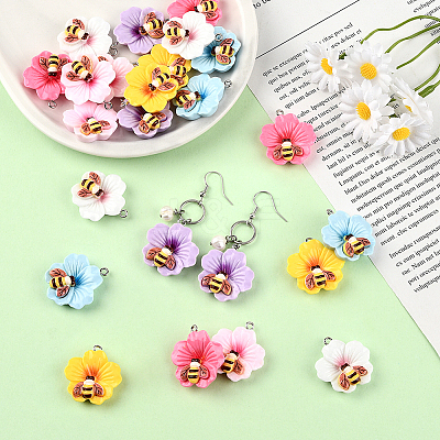 24Pcs 6 Colors Opaque Resin Pendants RESI-SC0006-46-1