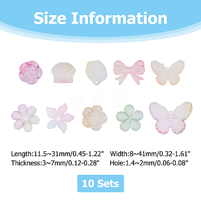 10Sets 200G Transparent Acrylic Frosted Beads FACR-HS0001-02B-1