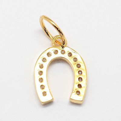 CZ Brass Micro Pave Cubic Zirconia Horse Shoe Charms ZIRC-L018-13G-1