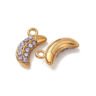 304 Stainless Steel Rhinestone Pendants STAS-L318-19G-1