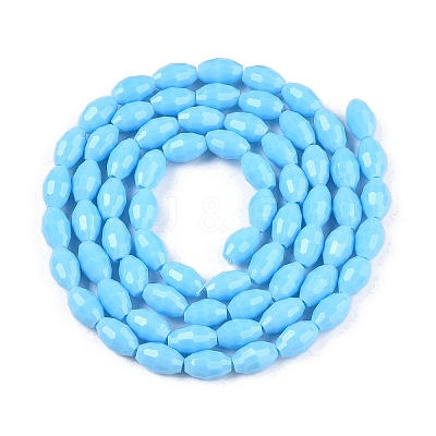 Opaque Solid Color Imitation Jade Glass Beads Strands EGLA-A037-P6x8mm-D03-1