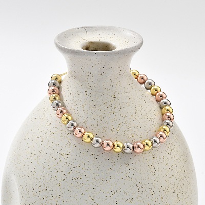 Long-Lasting Plated Brass Beads Slider Bracelets for Women BJEW-K268-03-1