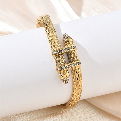 304 Stainless Steel Rhinestone Hinged Bangles for Women BJEW-F540-03G-1