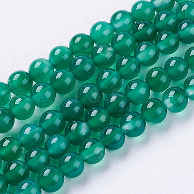 Natural Green Onyx Agate Beads Strands X-G-G583-6mm-11-1
