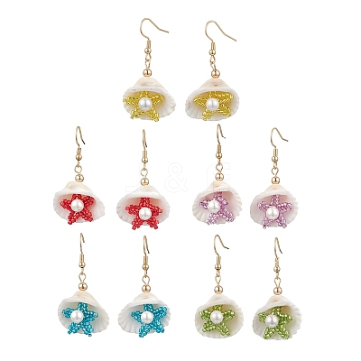 Shell Shape 304 Stainless Steel Dangle Earrings EJEW-MZ00376-1