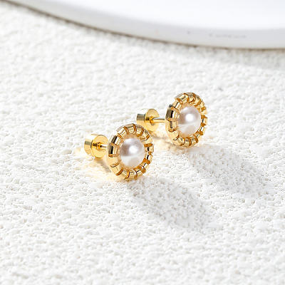 Elegant Flat Round 201 Stainless Steel Stud Earrings DL3437-1