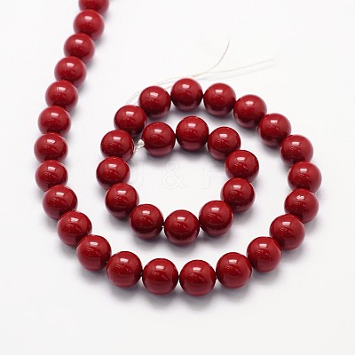 Shell Pearl Beads Strands X-BSHE-L026-01-10mm-01-1