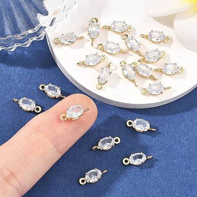 SHEGRACE Brass Pave Cubic Zirconia Oval Connector Charms XGRQ2O331-437A-G-1