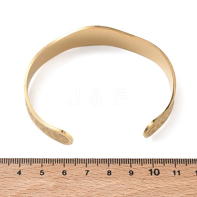 Abstract Pattern 304 Stainless Steel Cuff Bangles for Women BJEW-D466-04G-1
