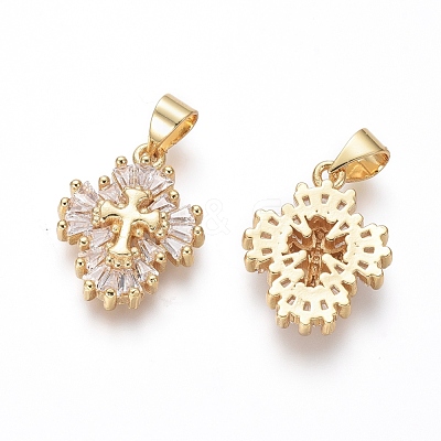 Brass Micro Pave Cubic Zirconia Pendants ZIRC-I032-10G-1