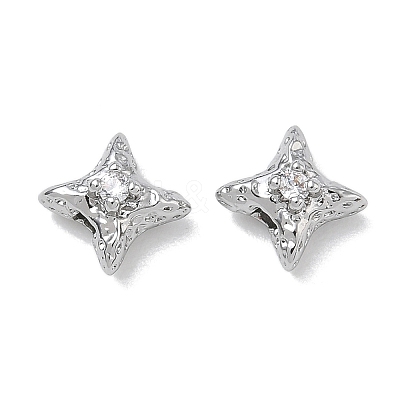Brass Micro Pave Clear Cubic Zirconia Beads CU-CBA91C0-02P-1