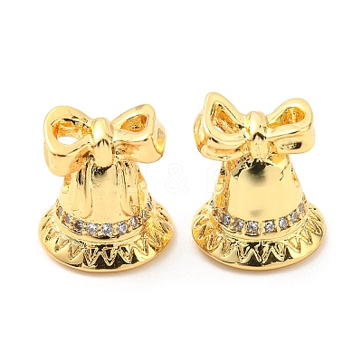 Christmas Theme Rack Plating Brass Micro Pave Cubic Zirconia Beads KK-M247-24G-1