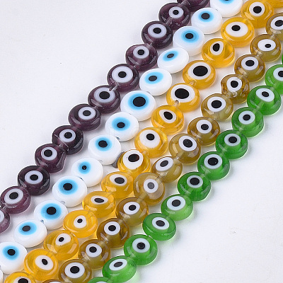 Handmade Evil Eye Lampwork Beads Strands LAMP-L058-8mm-1