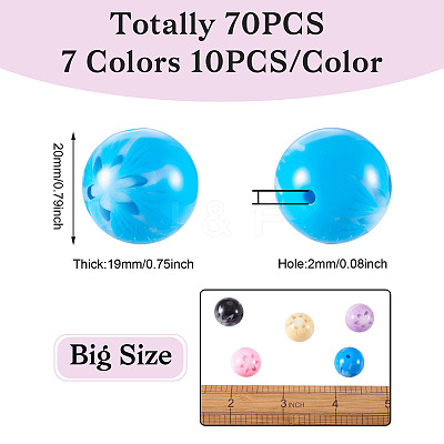 70Pcs 7 Colors Flower Opaque Resin Beads RESI-TA0001-55-1