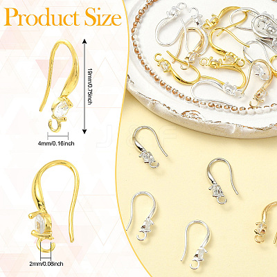 40Pcs 4 Colors Brass Micro Pave Clear Cubic Zirconia Hoop Earring Findings KK-CJ0003-97-1