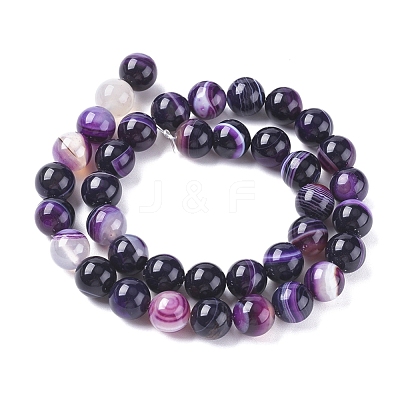 Natural Striped Agate/Banded Agate Beads Strands G-G582-4mm-52-1
