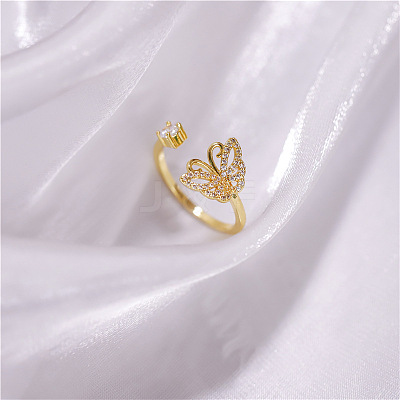 Adjustable Brass Micro Pave Cubic Zirconia Cuff Rings FS-WGDCDFA-01-1