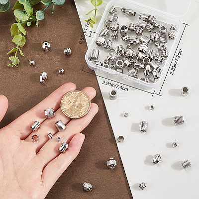 120Pcs 12 Styles 201 Stainless Steel European Beads STAS-SP0001-82-1