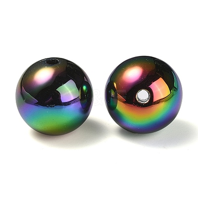 UV Plating Rainbow Iridescent Acrylic Beads PACR-E001-04B-1