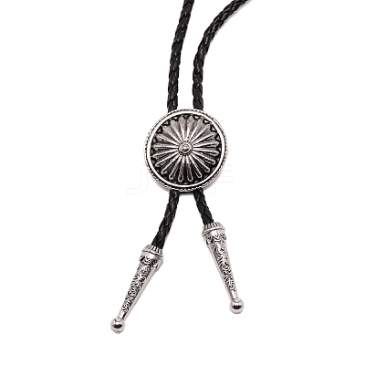 Engraved Flat Round Laria Necklace for Men Women NJEW-WH0011-15AS-1