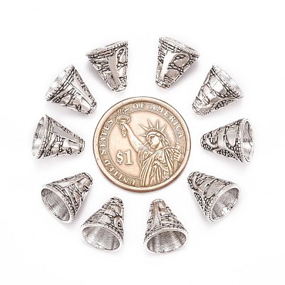 Tibetan Style Cone Alloy Bead Caps X-PALLOY-I112-09AS-1