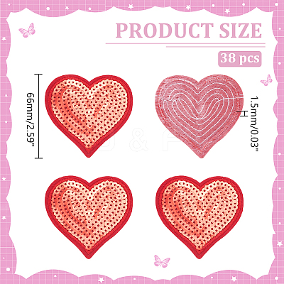 Heart PVC Glitter Iron on/Sew on Patches DIY-WH0060-56-1