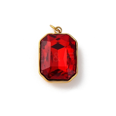 High Polished 316 Stainless Steel Faceted Glass Pendants STAS-K258-48G-1