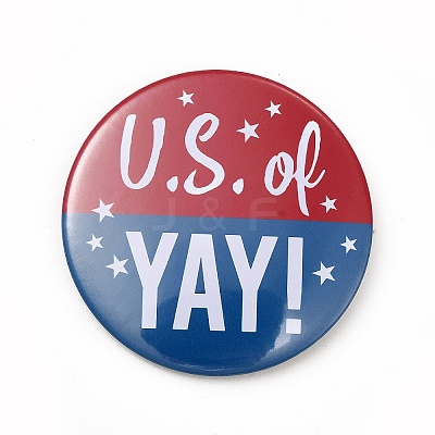 Independence Day Flat Round Tinplate Badge Pins JEWB-G021-01A-1