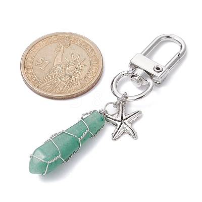 5Pcs 5 Styles Wire Wrapped Bullet Naturl Gemstone Pendant Decoraiton HJEW-JM01391-S-1
