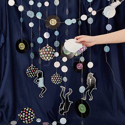 AHADEMAKER Iridescent Disco Theme Paper Garlands HJEW-GA0001-18-1