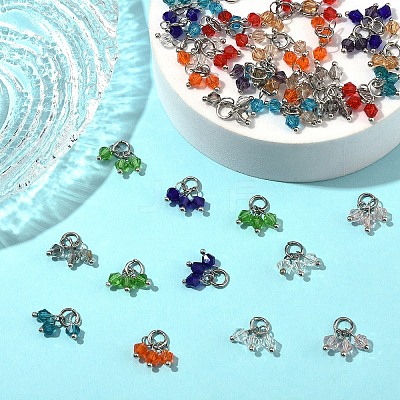 48Pcs 12 Colors Imitate Austrian Crystal Bicone Glass Pendants PALLOY-YW00070-1