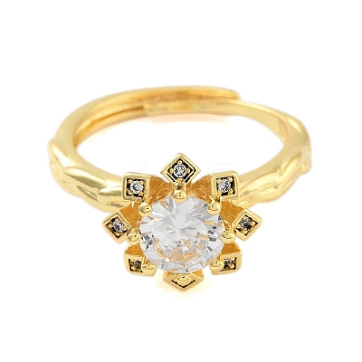 Clear Cubic Zirconia Adjustable Rings RJEW-L120-018G-10-1