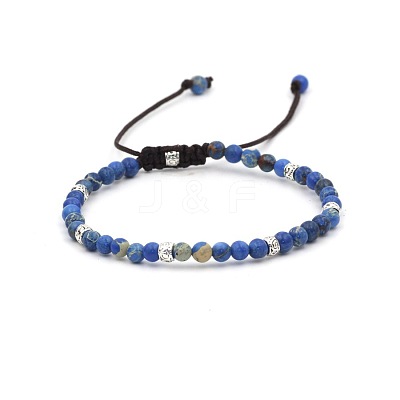 Dyed Natural Imperial Jasper Round Braided Bead Bracelet QW4331-2-1