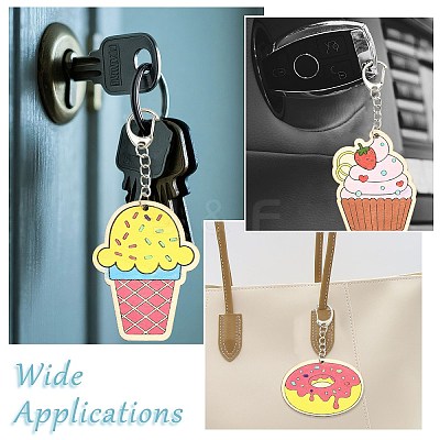 36Pcs Dessert Wooden Keychains ST-CJ0028-15-1