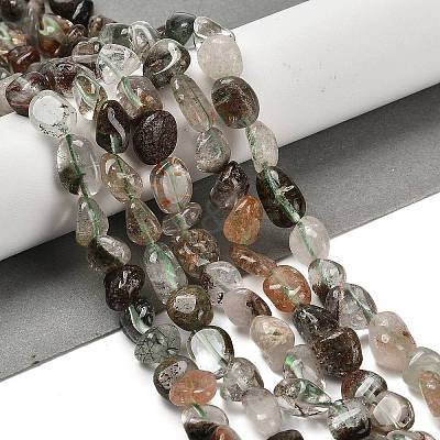 Natural Green Lodolite Quartz Beads Strands G-P497-01E-32-1