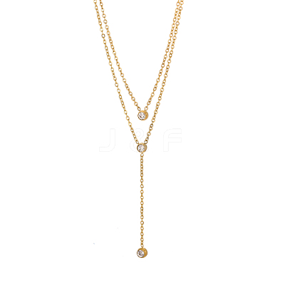 304 Stainless Steel Double Layer Y Drop Necklace STAS-OY009-43G-1