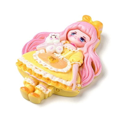 Cartoon Girls Opaque Resin Decoden Cabochons RESI-S392-06A-06-1