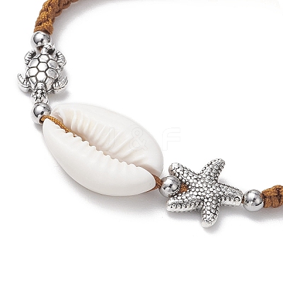 Natural Cowrie Shell Braided Bead Bracelets for Women BJEW-JB11765-04-1