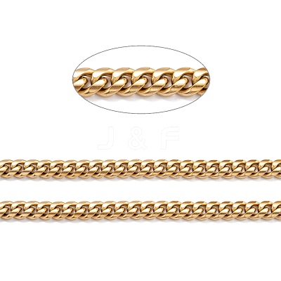304 Stainless Steel Cuban Link Chain STAS-B019-02B-G-1