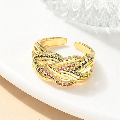 304 Stainless Steel Criss Cross Rings RJEW-B109-08G-02-1