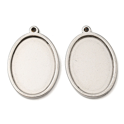 Non-Tarnish 201 Stainless Steel Pendant Cabochon Settings STAS-F296-05B-P-1