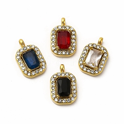 PVD Vacuum Plating 304 Stainless Steel Cubic Zirconia Pendants STAS-A076-03G-1