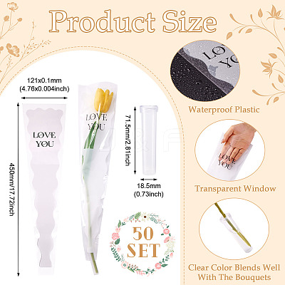 50Pcs OPP Flower Bouquet Wrapping Craft Paper DIY-TA0010-93A-1