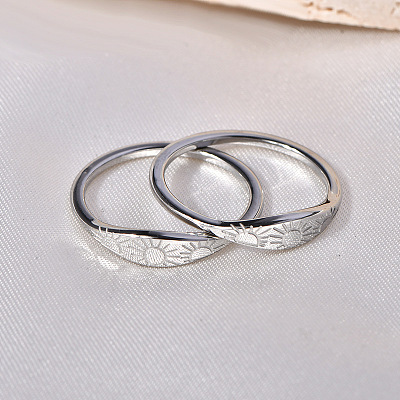 Sun Pattern 304 Stainless Steel Finger Rings FS-WG90263-07-1