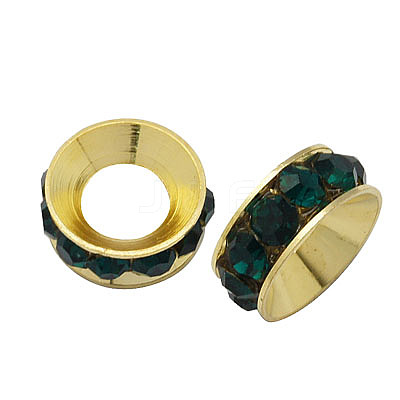 Brass Rhinestone Spacer Beads RB-A020-9mm-08G-1