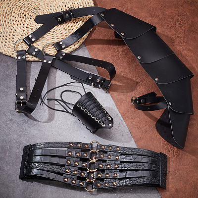 Medieval Style Adjustable PU Leather with Iron Fencing Sheath AJEW-OC0005-09-1